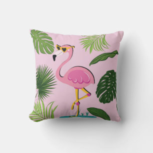 Flamingo Handflatan Lämnar Tropisk design Kudde