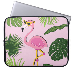 Flamingo Handflatan Lämnar Tropisk design Laptop Fodral