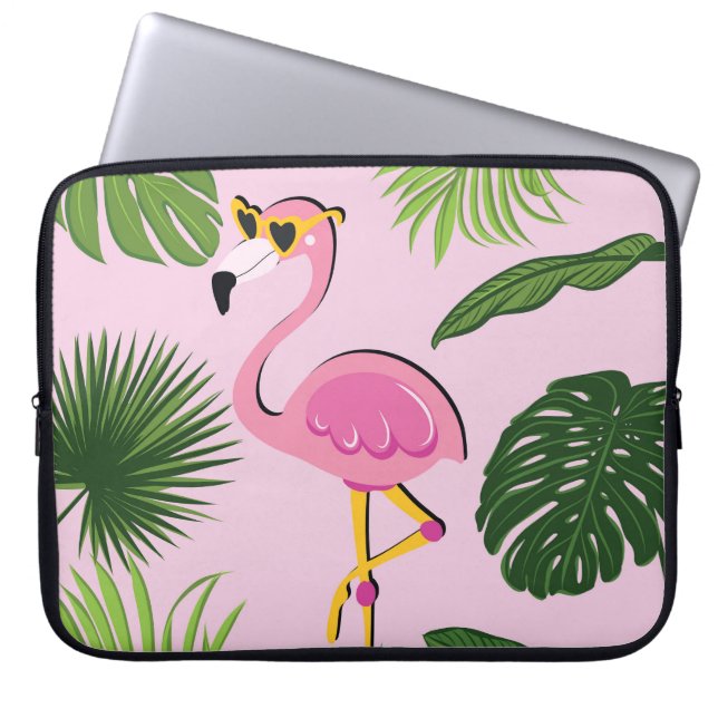 Flamingo Handflatan Lämnar Tropisk design Laptop Fodral (Framsidan)