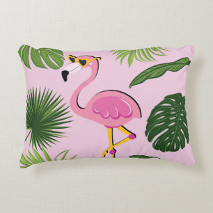 Flamingo Handflatan Lämnar Tropisk design Prydnadskudde