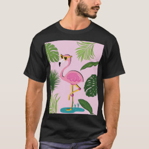 Flamingo Handflatan Lämnar Tropisk design T Shirt