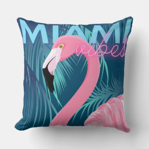 Flamingo & Handflatan Löv Miami Vibes Art Deco Kudde