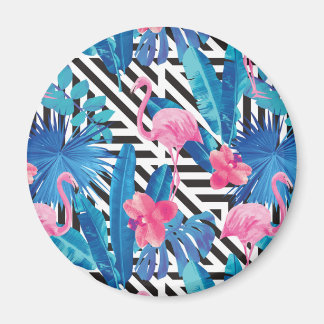 Flamingo & Handflatan på det geometriska Mönster Magnet