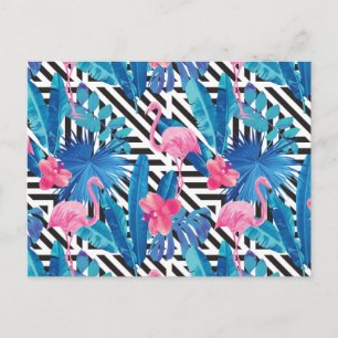 Flamingo & Handflatan på det geometriska Mönster Vykort
