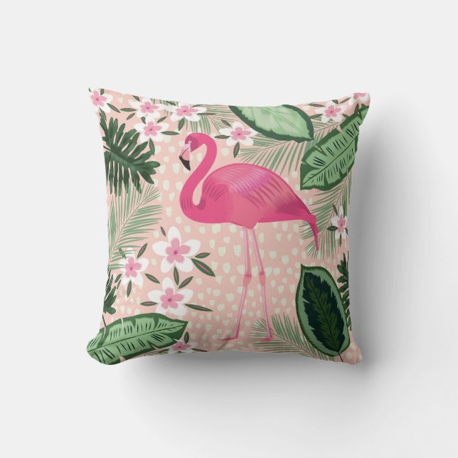 Flamingo, handflatan träd, köksdesign kudde (Framsida)