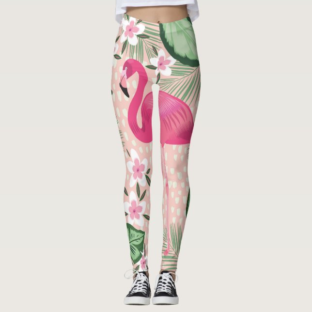 Flamingo, handflatan träd, köksdesign leggings (Framsida)
