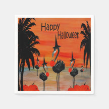 Flamingo häxa i solnedgången Halloween servetter