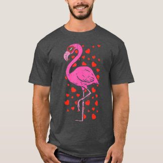 Flamingo Heart Glasses Cute Valentines Day Bird T Shirt