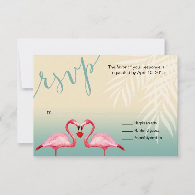 Flamingo Heart Kiss OSA | mint blå Kort (Framsida)