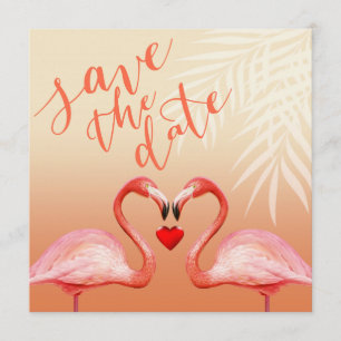 Flamingo Heart Kiss Save the Date persika Inbjudningar
