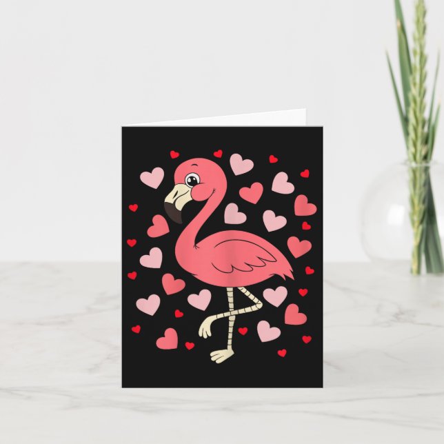 Flamingo Heart Valentines day Cute Bird Animal Lov Kort (Framsida)
