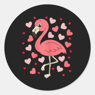 Flamingo Heart Valentines day Cute Bird Animal Lov Runt Klistermärke