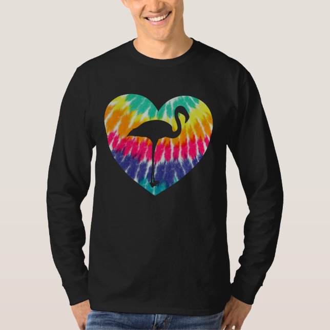 Flamingo Heart With Tie dye Print For Flamingo T Shirt (Framsida)