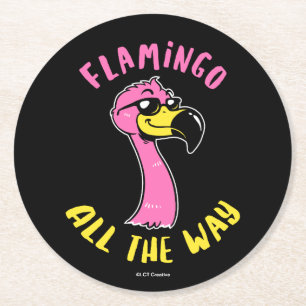 Flamingo hela vägen underlägg papper rund