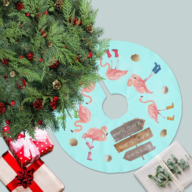 Flamingo Helgdag Äventyr Julgransmatta Borstad Polyester (Skapare uppladdad)