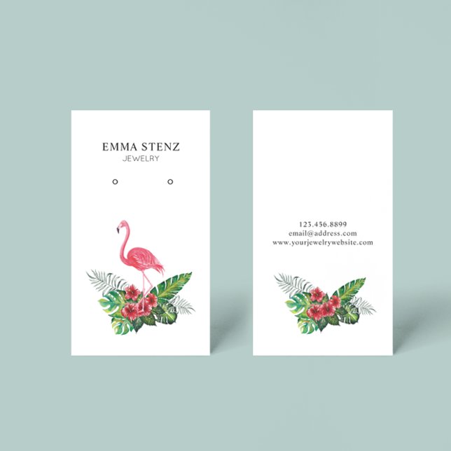 Flamingo Hibiscus Tropical Löv Earring Visning Visitkort (Skapare uppladdad)