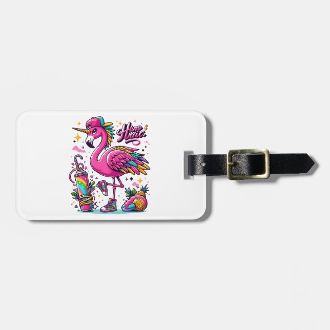 Flamingo hiphop bagagebricka (Horisontell Framsida)