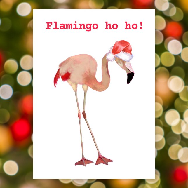 Flamingo ho ho pusha vattenfärgen, rolig julklapp julkort (Skapare uppladdad)