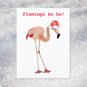 Flamingo ho ho pusha vattenfärgen roligt jul helg vykort