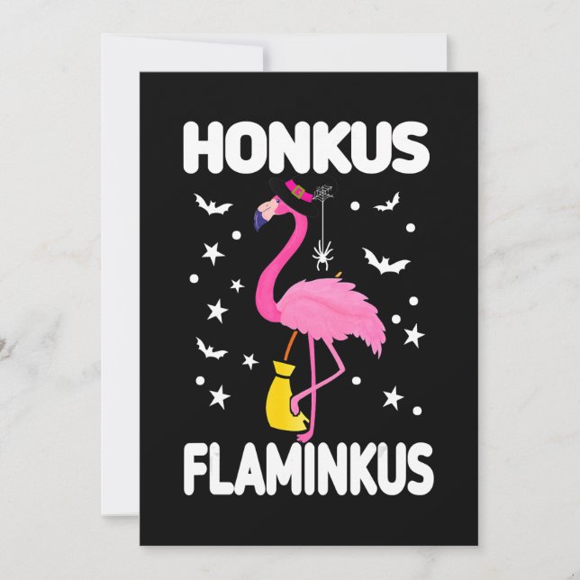 Flamingo| Honkus Flaminkus Halloween Flamingoo Inbjudningar (Framsida)