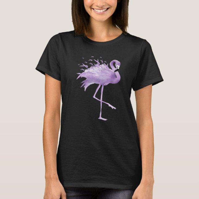 Flamingo Honors Caregivers Awareness Ribbon T Shirt (Framsida)