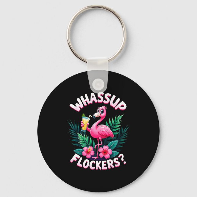 Flamingo Humor Quote Flamingo Lover Whup Flockers  Nyckelring (Framsida)