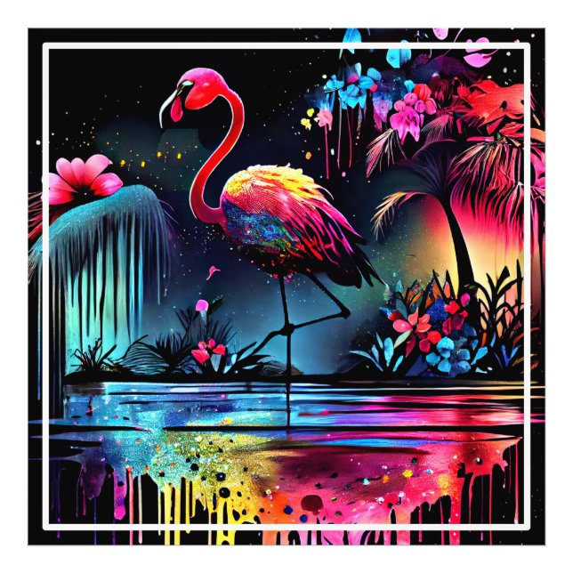 Flamingo i A Sjö-63852 Fototryck (Framsidan)