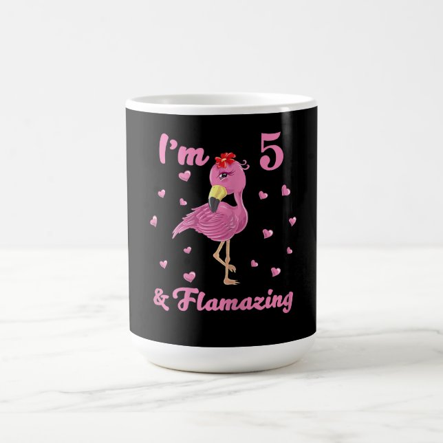 Flamingo I är 5 och Flamazing - Fem års flickor Kaffemugg (Center)