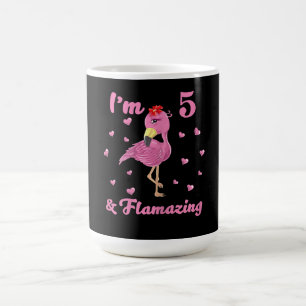 Flamingo I är 5 och Flamazing - Fem års flickor Kaffemugg