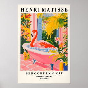 Flamingo i badkar Konsttryck Rolig rosa badrumsdek Poster
