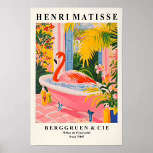 Flamingo I Badkar Rolig Affisch, Rosa Badrum Väggk Poster
