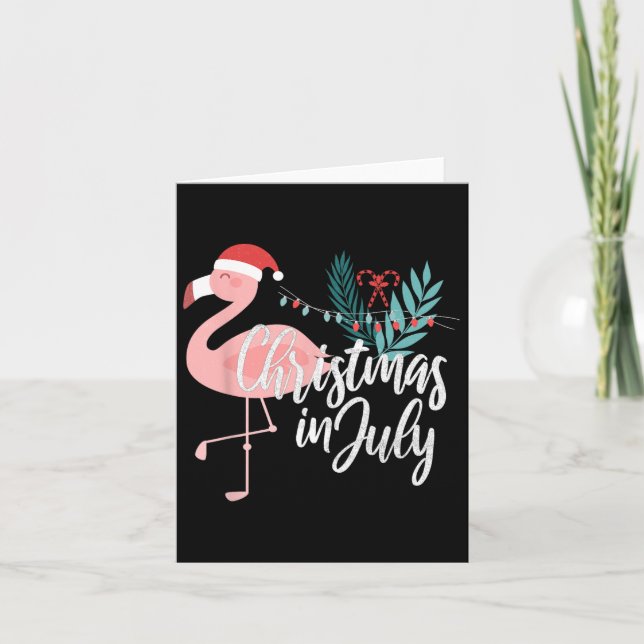 Flamingo i jultomten i juli kort (Framsida)