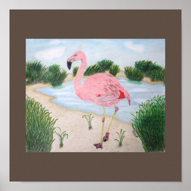 Flamingo i Kanvastrycket Marsh Poster (Framsidan)