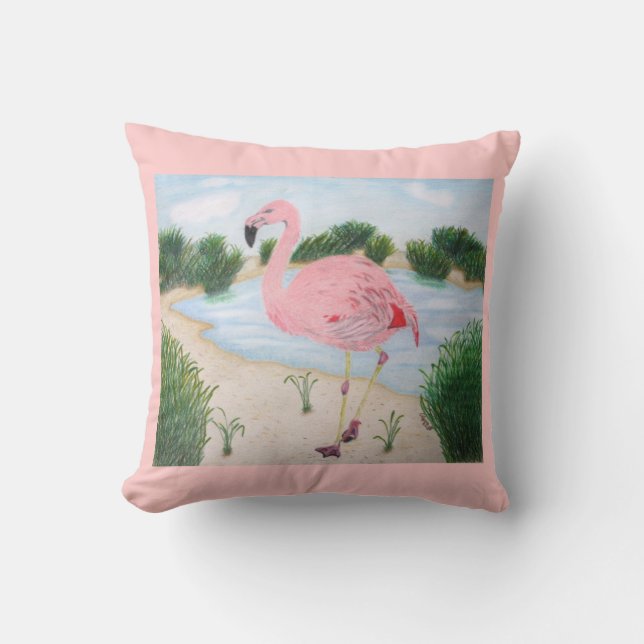 Flamingo i Marsh Pillow Kudde (Framsida)