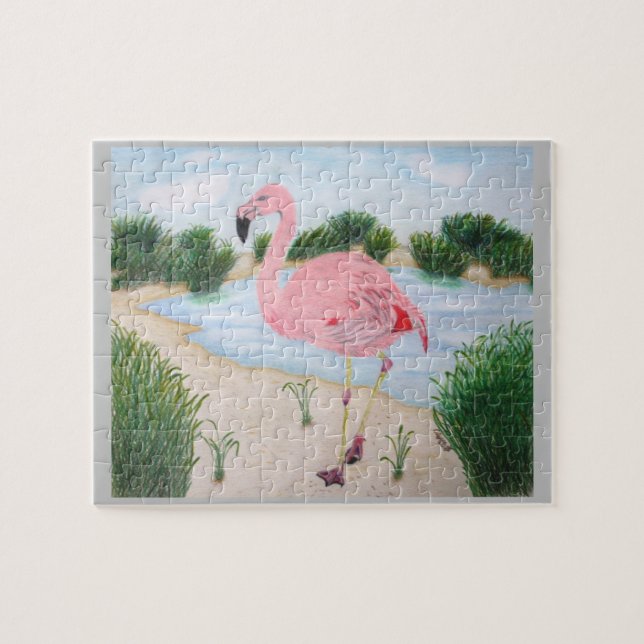 Flamingo i Marsh Puzzle Pussel (Horisontell)