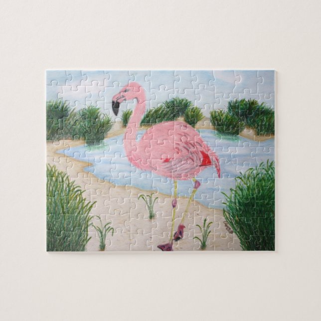 Flamingo i Marsh Puzzle Pussel (Horisontell)