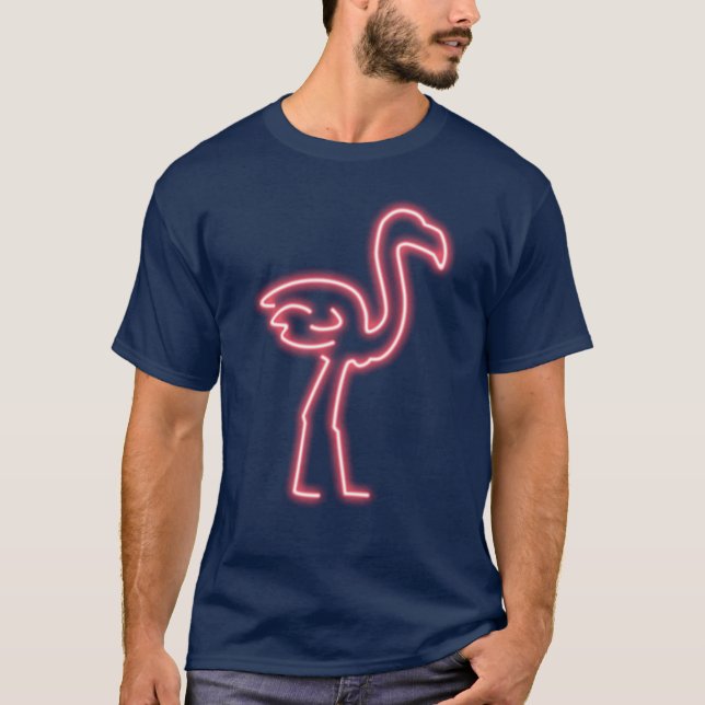 Flamingo i Neon Rosa T Shirt (Framsida)