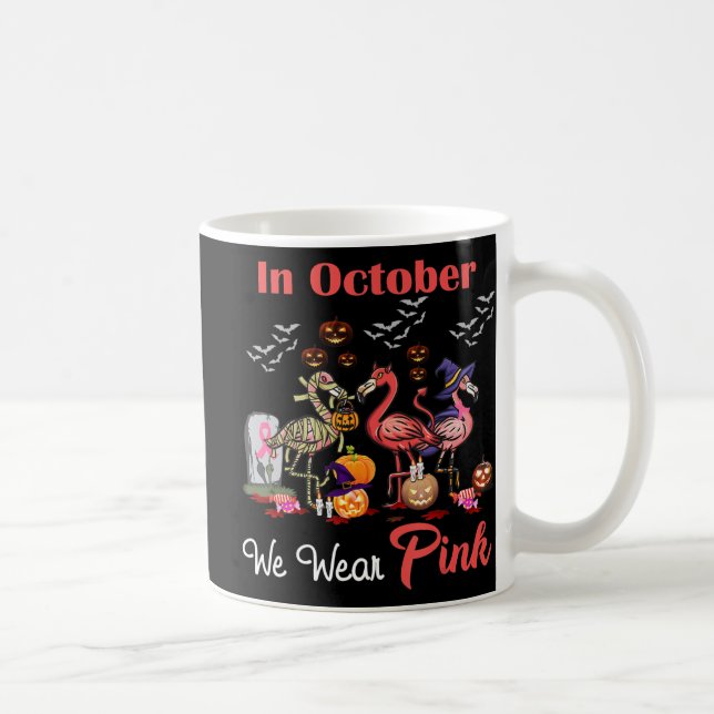 Flamingo i oktober Bära Rosa Breast Cancer Hal Kaffemugg (Höger)