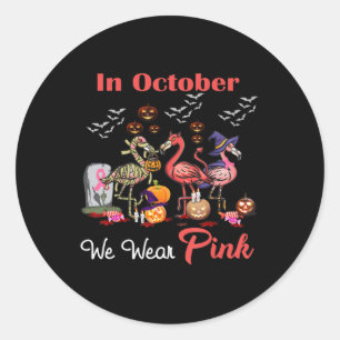 Flamingo i oktober Bära Rosa Breast Cancer Hal Runt Klistermärke