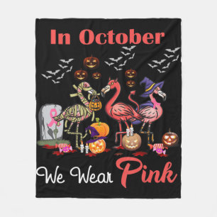 Flamingo I Oktober Vi Bär Rosa Bröstcancer Hal Fleecefilt