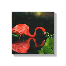 Flamingo i Pond Wrapped Canvas