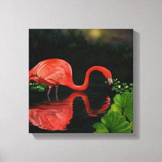 Flamingo i Pond Wrapped Canvas
