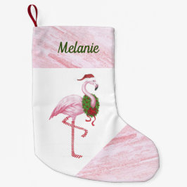 Flamingo i Santa Hat-Anpassningsbarnas julklapp Liten Julstrumpa