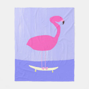 flamingo i skateboard-målarteckning fleecefilt