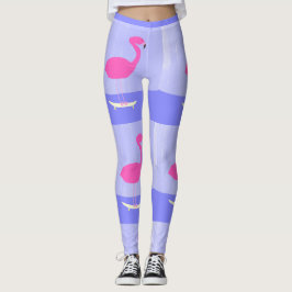 flamingo i skateboard-målarteckning leggings