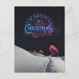 Flamingo i snö med rymd jul konstig vykort