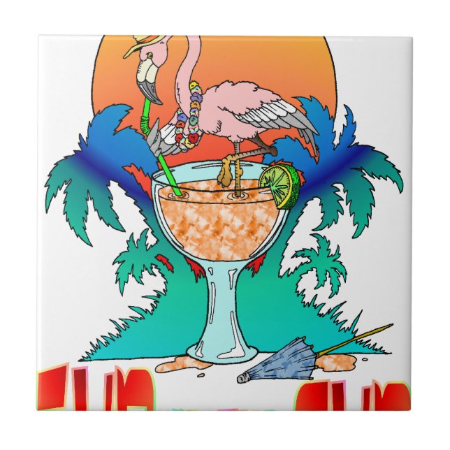 Flamingo i Sol Kakelplatta (Framsidan)