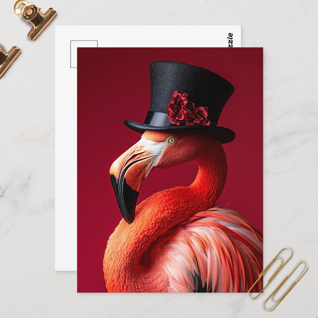 Flamingo i Top hat Vykort (Skapare uppladdad)