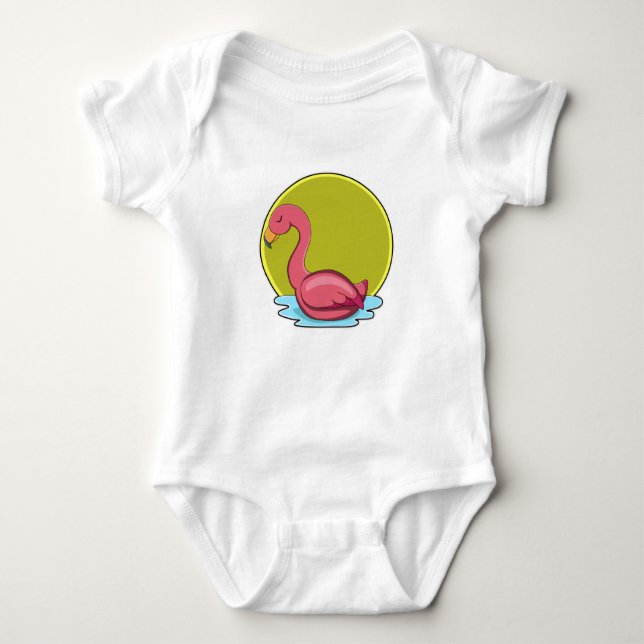Flamingo i Vatten med Sol T Shirt (Framsida)