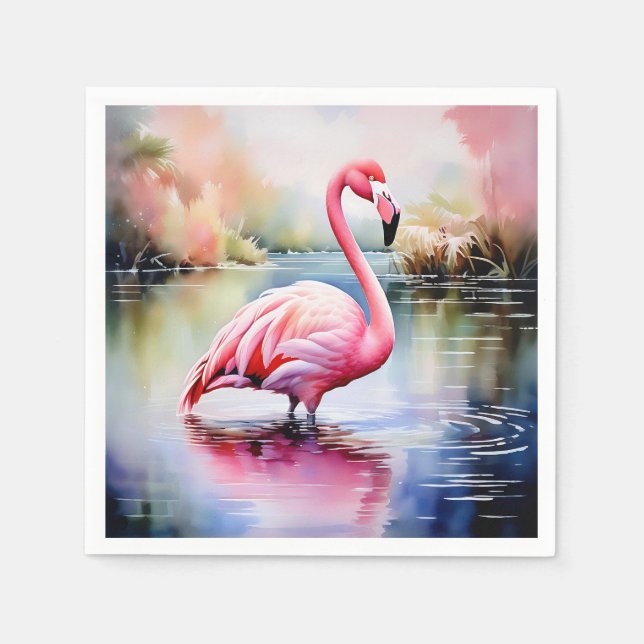 Flamingo i Vatten Pappersservett (Framsidan)